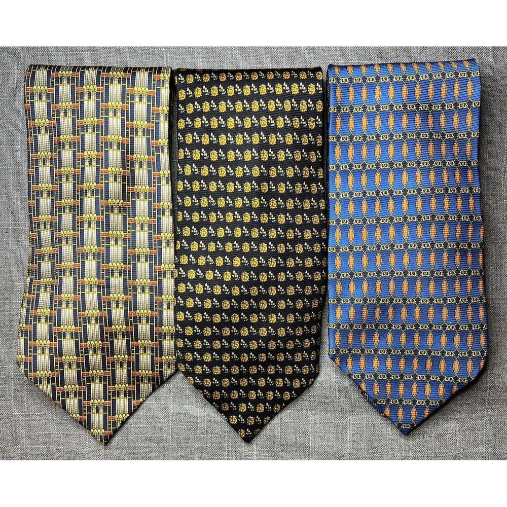 Silk Neckties 100% Silk Ungaro Italy Made in Italy Vintage 3 Mens Silk Neck Ties